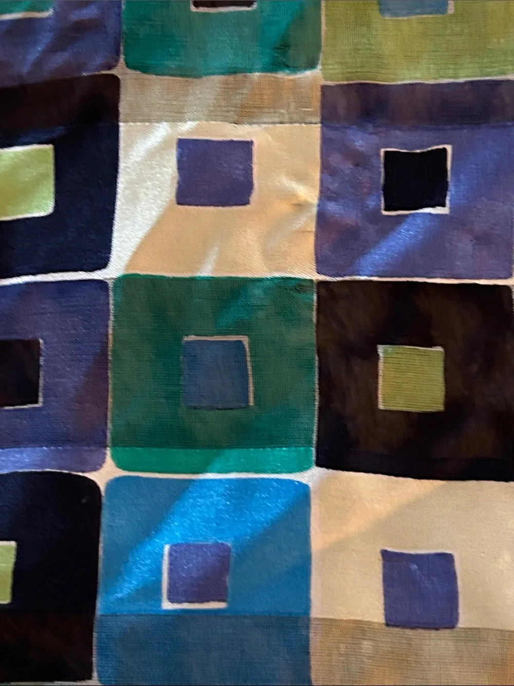 Silk Square Scarf in Blue, Green & Black